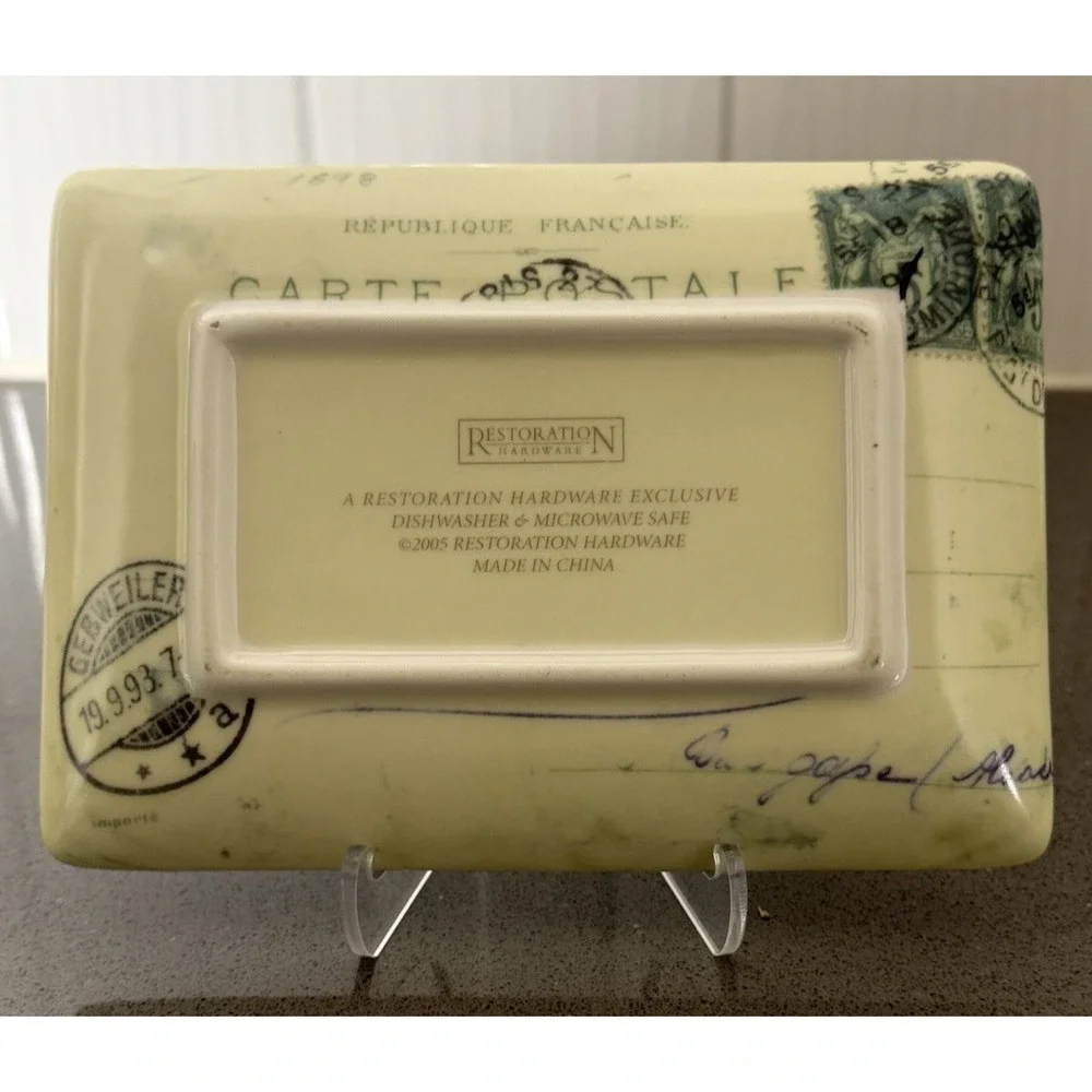 VTG Restoration Hardware Set 3 Paris Postcard Trinket Dish Appetizer Plate EUC
